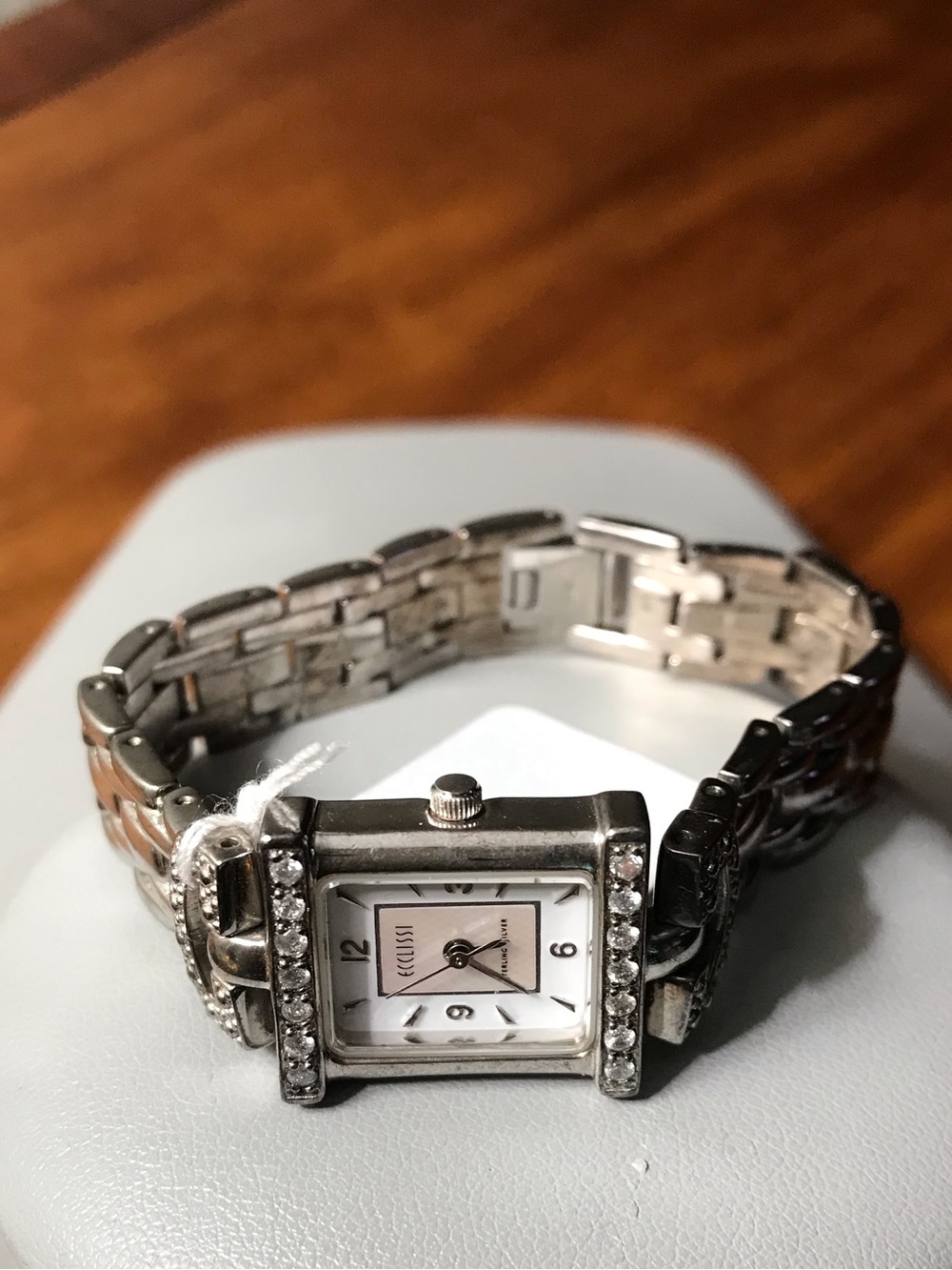 Ecclissi Sterling Silver Crystal-Accent Women’s Bracelet Watch
